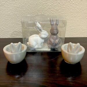 Target Ceramic Easter Bunny Salt & Pepper Shakers with Egg Holders
